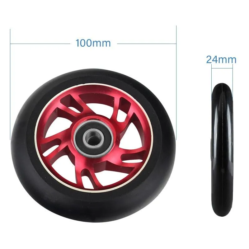 100mm Scooter Wheels Replacement With Bearings Aluminum Wear-resistant