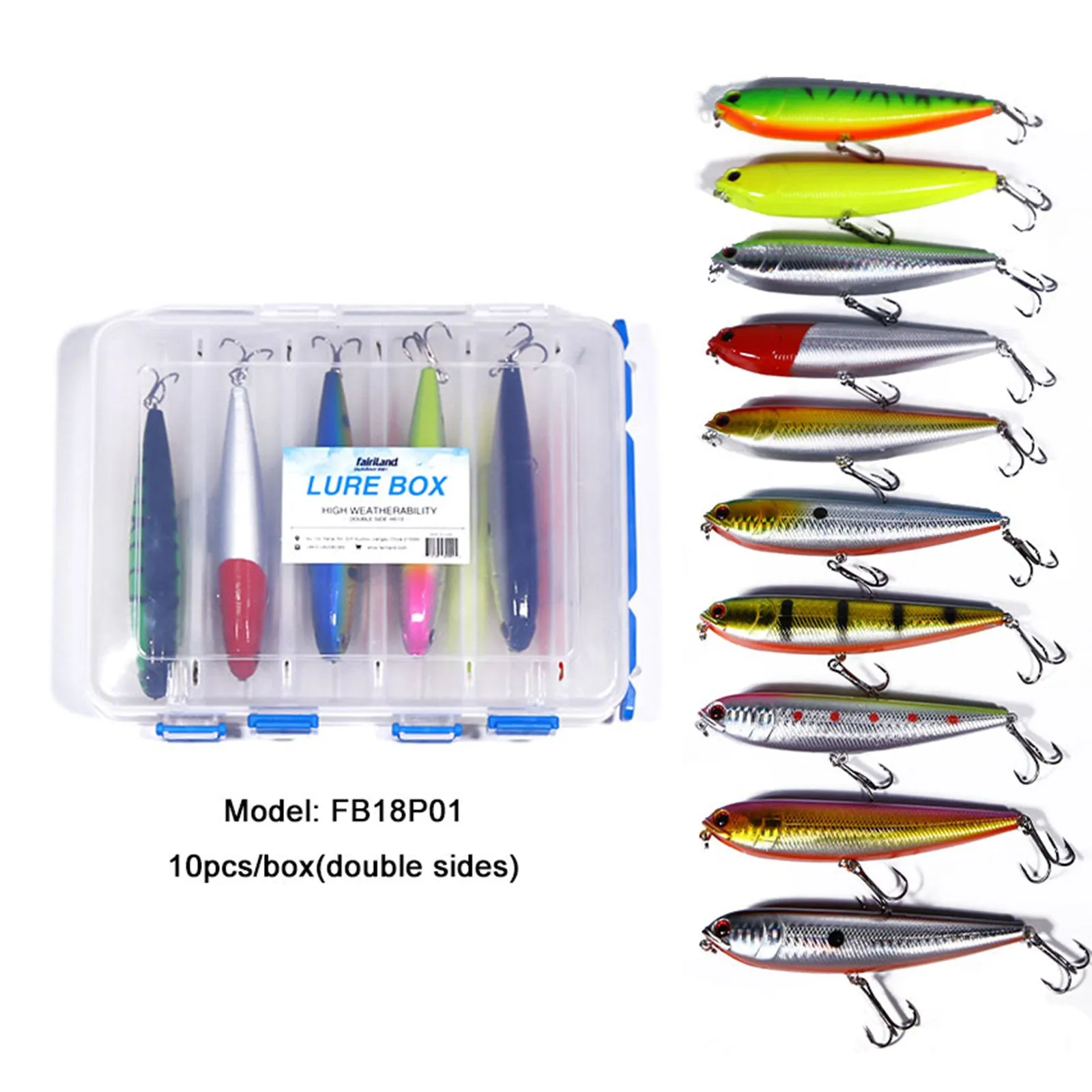 10pcs 12cm/22g Hard Pencil Bait 10 Colors with Lure Box Solution Available