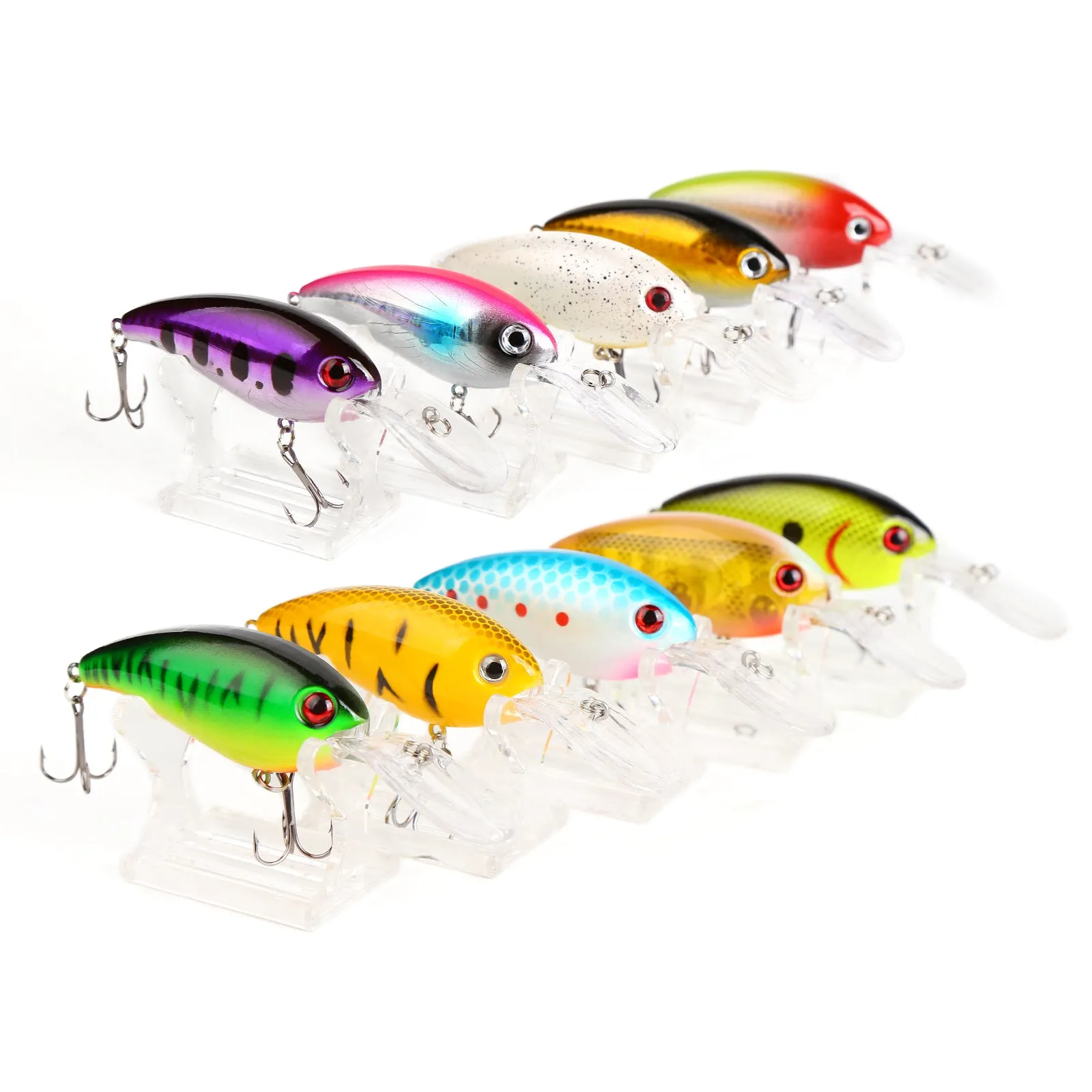 10pcs 7cm/15g Crank Bait 10 Color Even Mixed with Lure Box