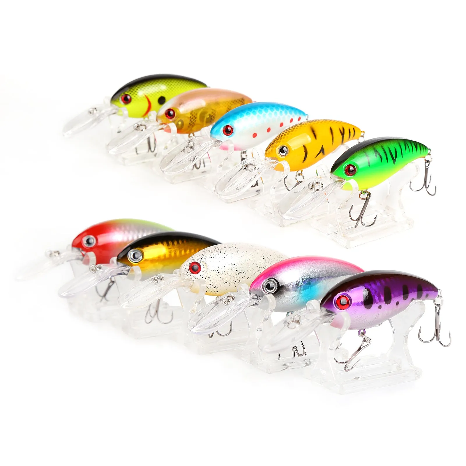 10pcs 7cm/15g Crank Bait 10 Color Even Mixed with Lure Box