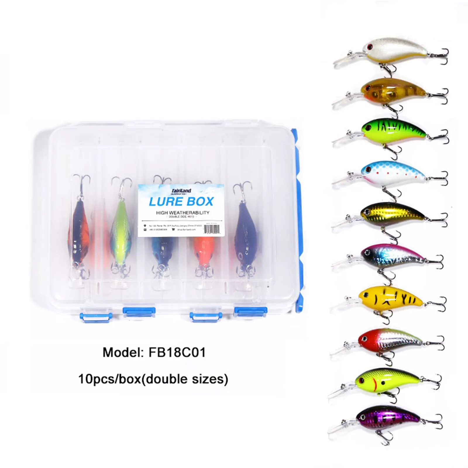 10pcs 7cm/15g Crank Bait 10 Color Even Mixed with Lure Box