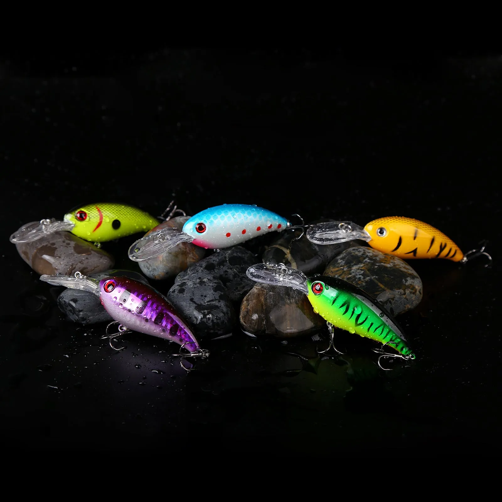 10pcs 7cm/15g Crank Bait 10 Color Even Mixed with Lure Box