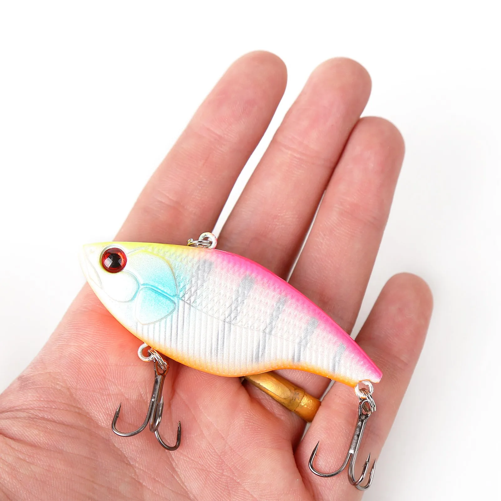 10pcs 7cm/16g VIB Fishing Lures Two Treble Hooks ABS Plastic Artificial Sinking Hard Bait