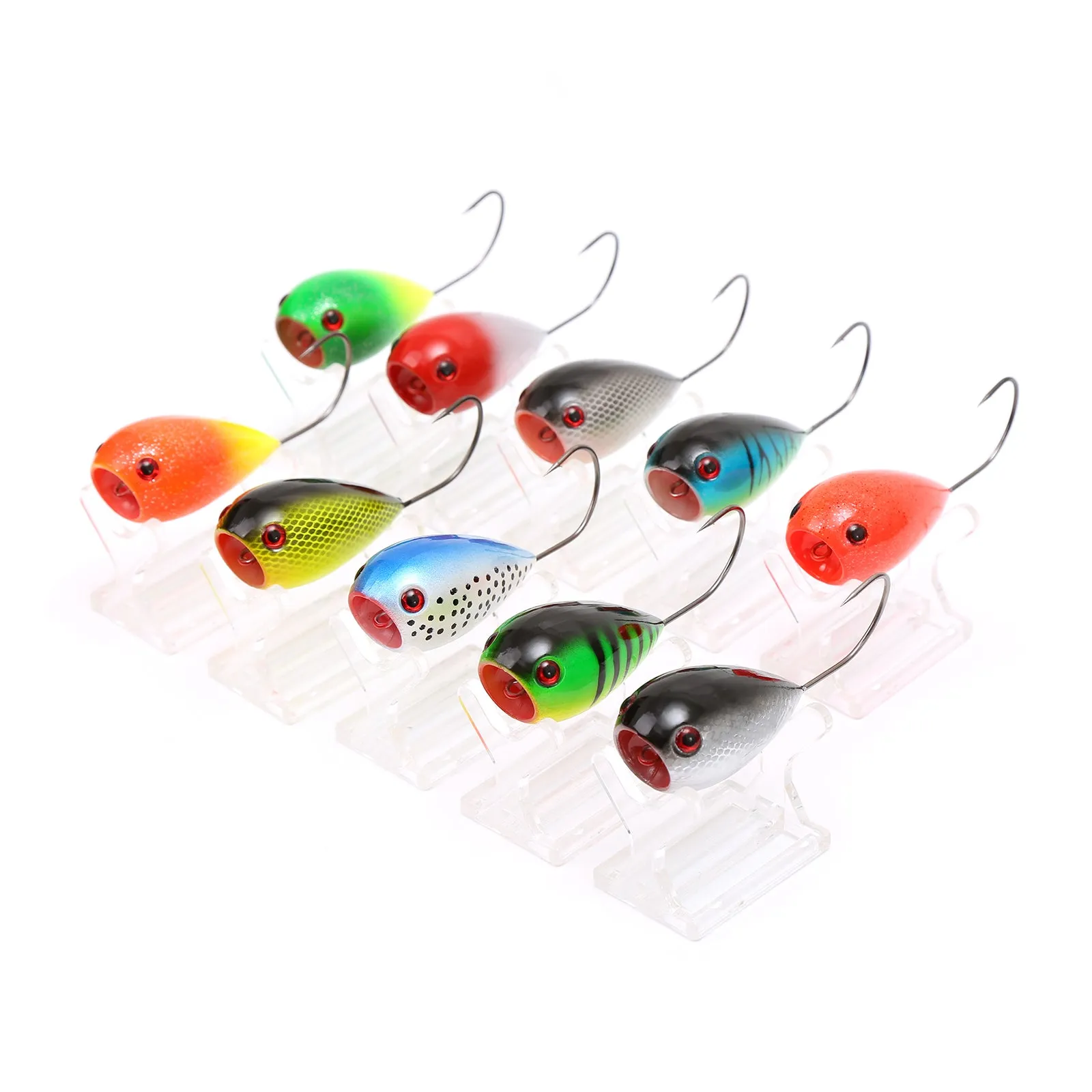 10pcs 8cm 13.2g Floating Egg Fishing Lure Popper Bait 10 Colors with Lure Box