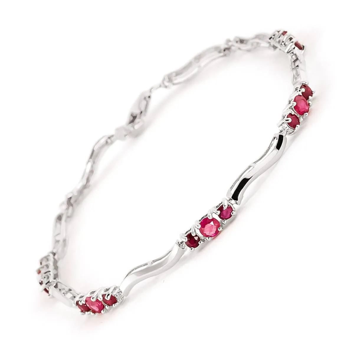 1.76 Carat 14K Solid White Gold Blowing Kisses Ruby Diamond Bracelet