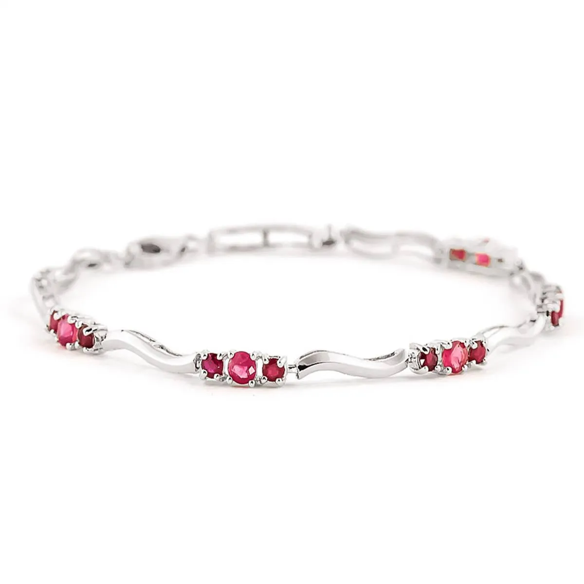 1.76 Carat 14K Solid White Gold Blowing Kisses Ruby Diamond Bracelet