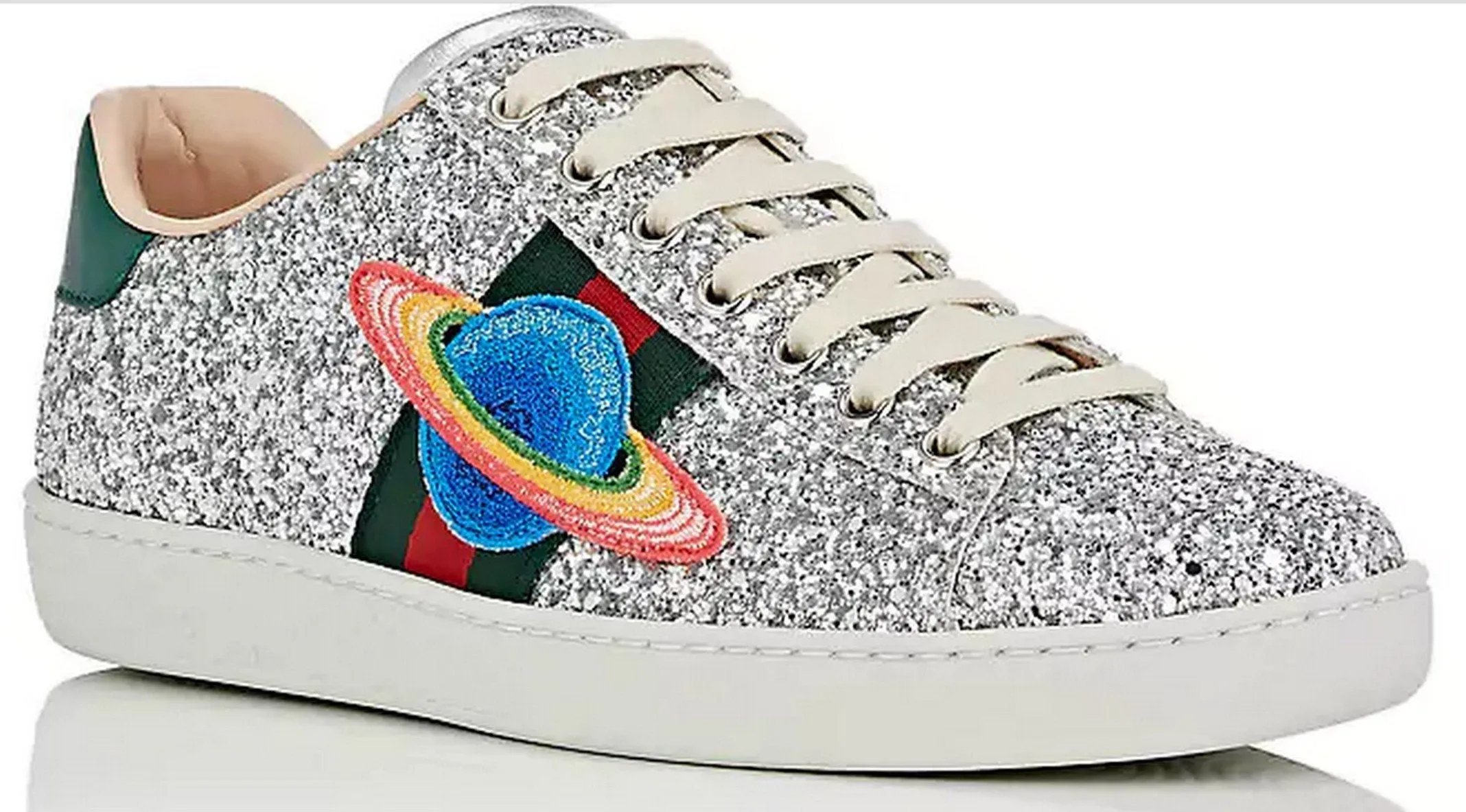 Ace Glitter Saturn-Embroidered Sneakers