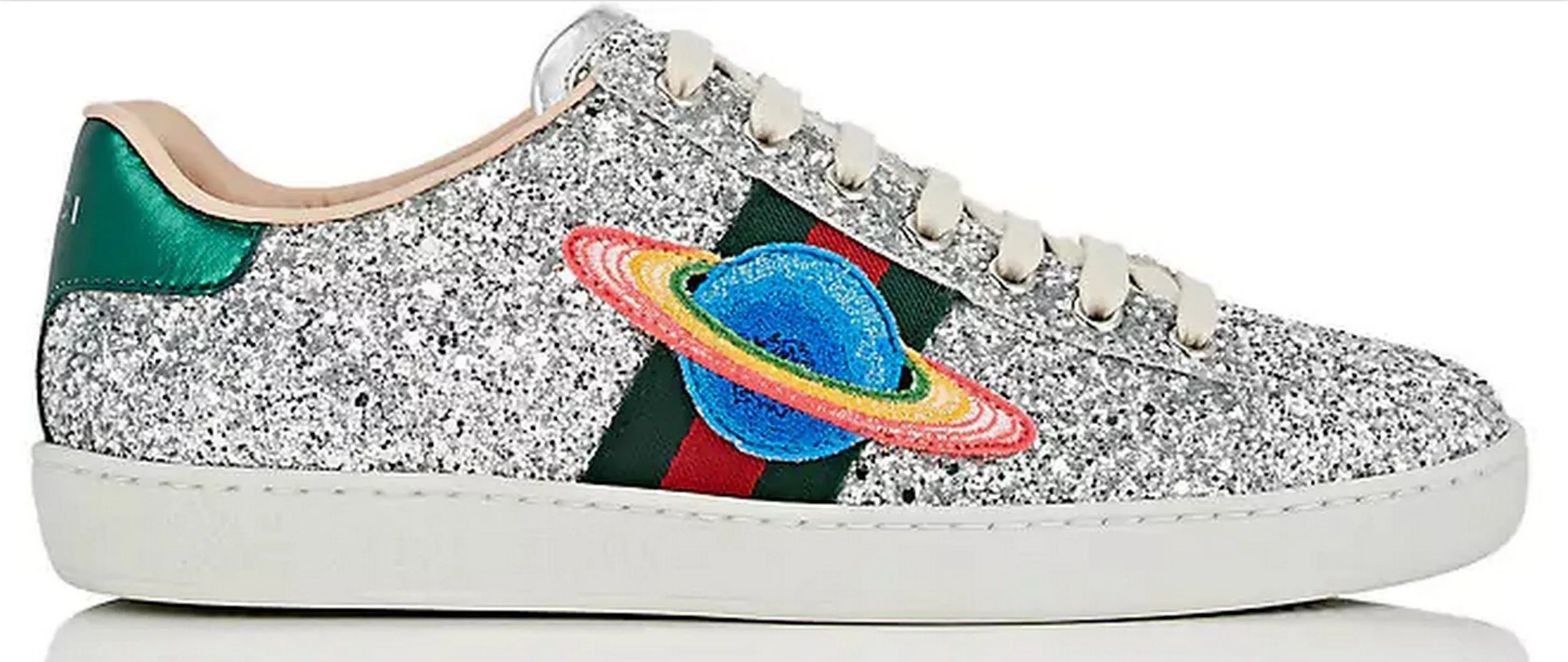 Ace Glitter Saturn-Embroidered Sneakers