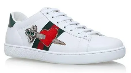 Ace Pierced Heart Leather Sneakers