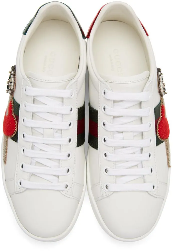 Ace Pierced Heart Leather Sneakers