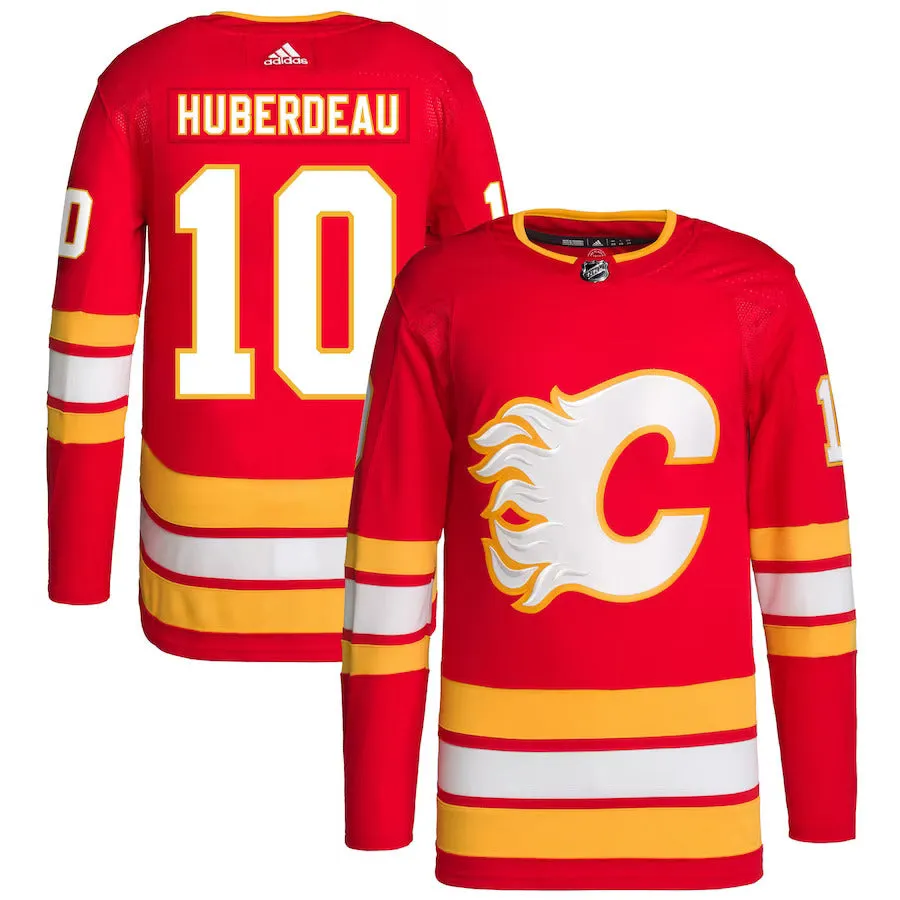 adidas NHL Calgary Flames Jonathan Huberdeau Authentic Primegreen Home Jersey