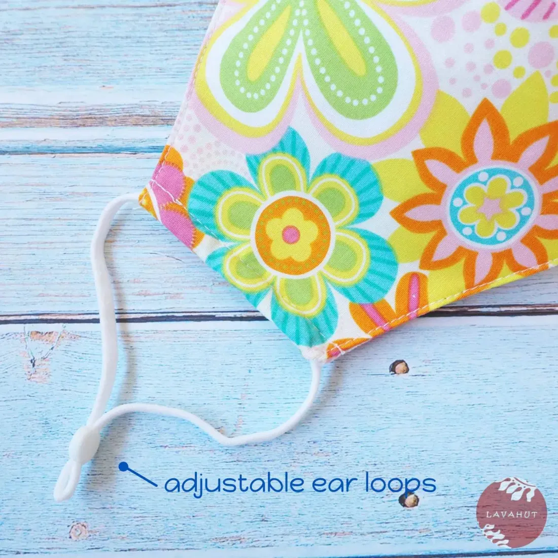 Adjustable Tropical Face Mask • Pink Daisy Pop