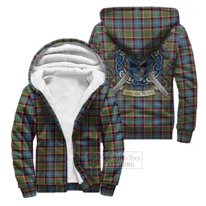 Aikenhead Tartan Sherpa Hoodie with Family Crest Celtic Skull Style