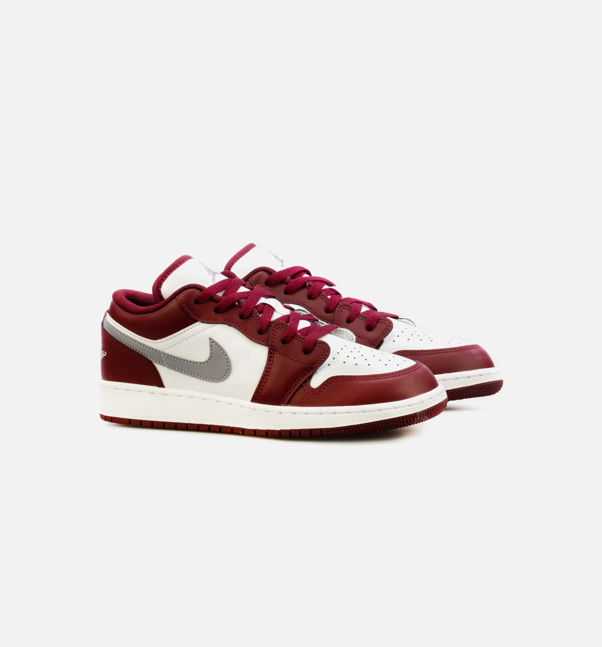 Air Jordan 1 Low Cherrywood Red Cement Grey Grade School Lifestyle Shoe - Cherrywood Red/ Cement Grey