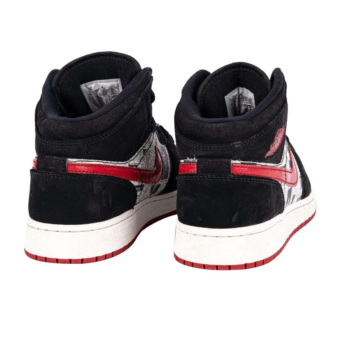 Air Jordan 1 Newspaper Sneakers Leather Black Colour For Kids