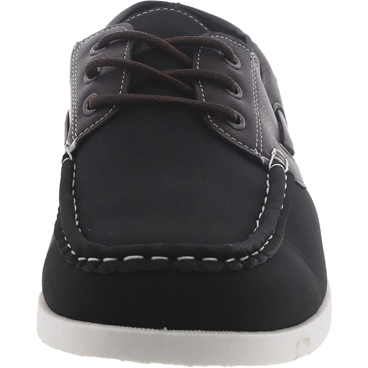 Akademiks Mens Marina Faux Leather Lace-Up Boat Shoes