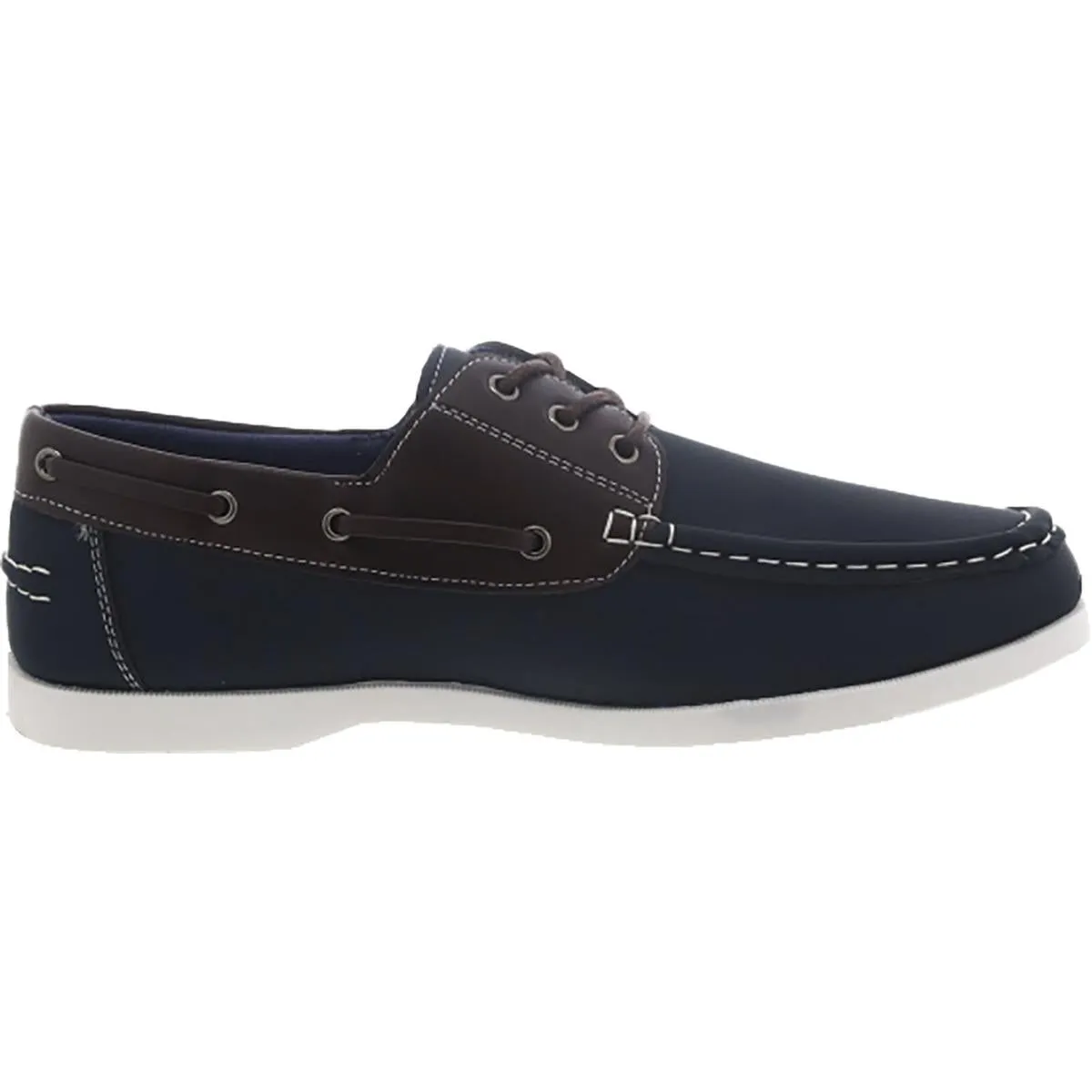 Akademiks Mens Marina Faux Leather Lace-Up Boat Shoes