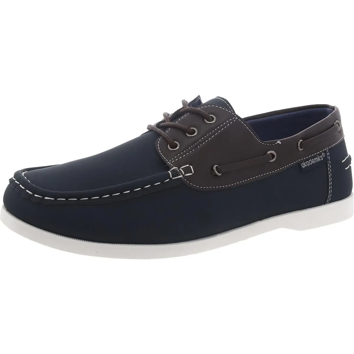 Akademiks Mens Marina Faux Leather Lace-Up Boat Shoes