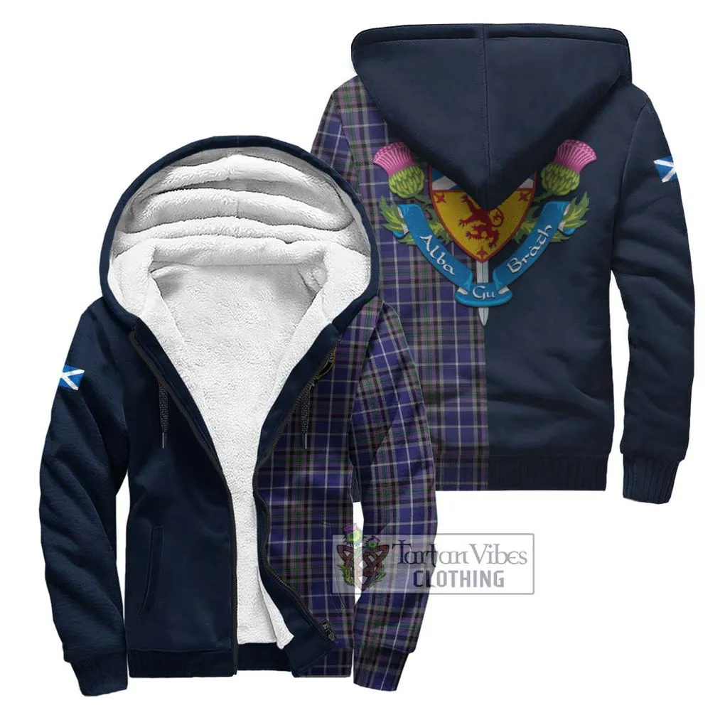 Alexander of Menstry Tartan Sherpa Hoodie Alba with Scottish Lion Royal Arm Half Style