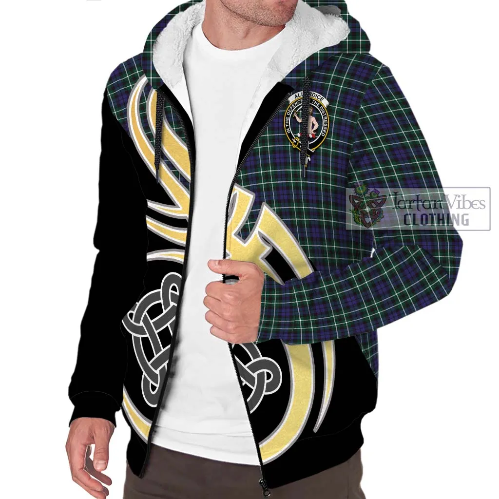 Allardice Tartan Sherpa Hoodie with Family Crest and Celtic Symbol Style