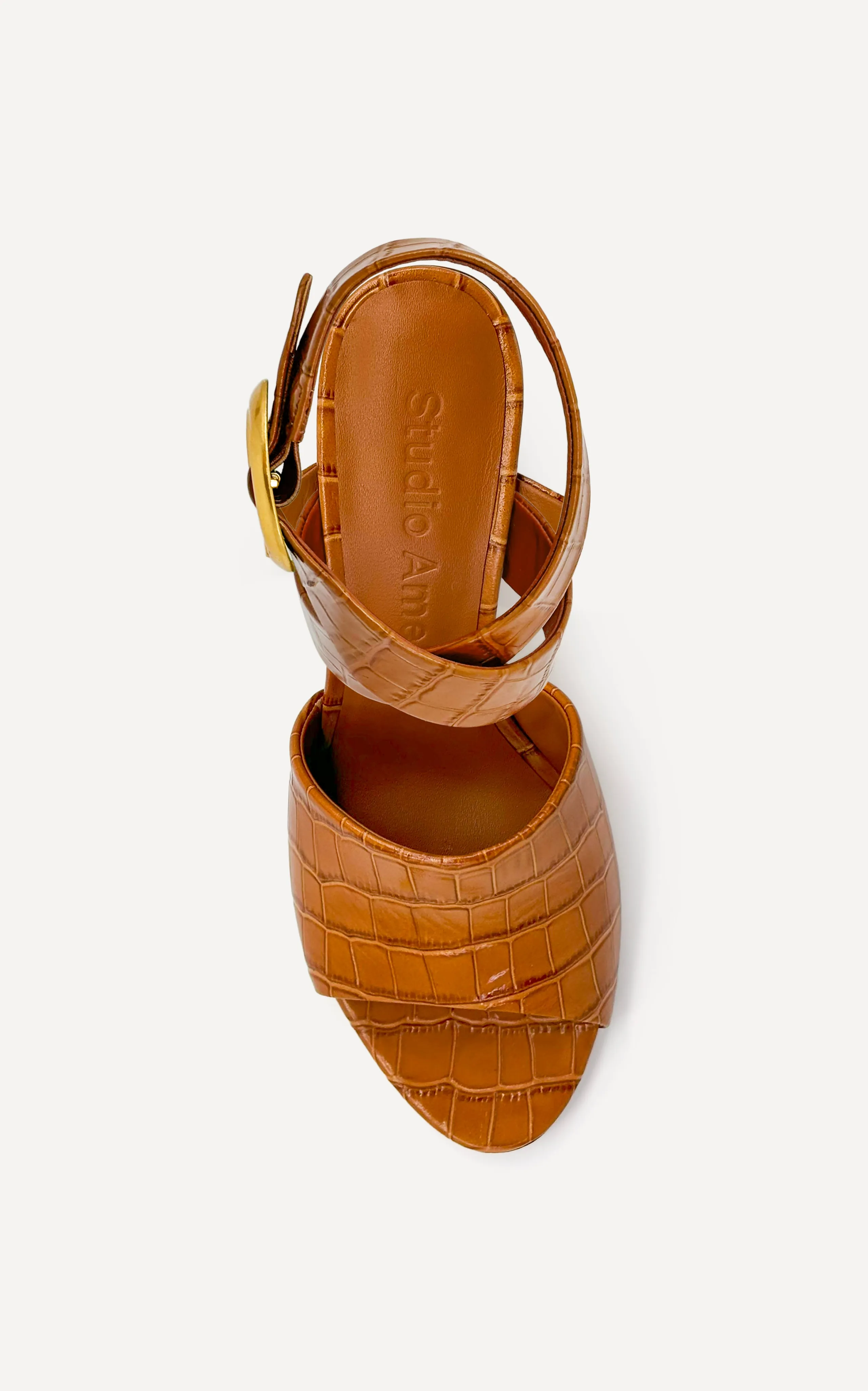 Allegra 90 Mule | Tan Crocodile