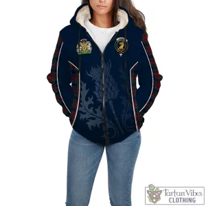 Allison Red Tartan Sherpa Hoodie with Family Crest and Scottish Thistle Vibes Sport Style