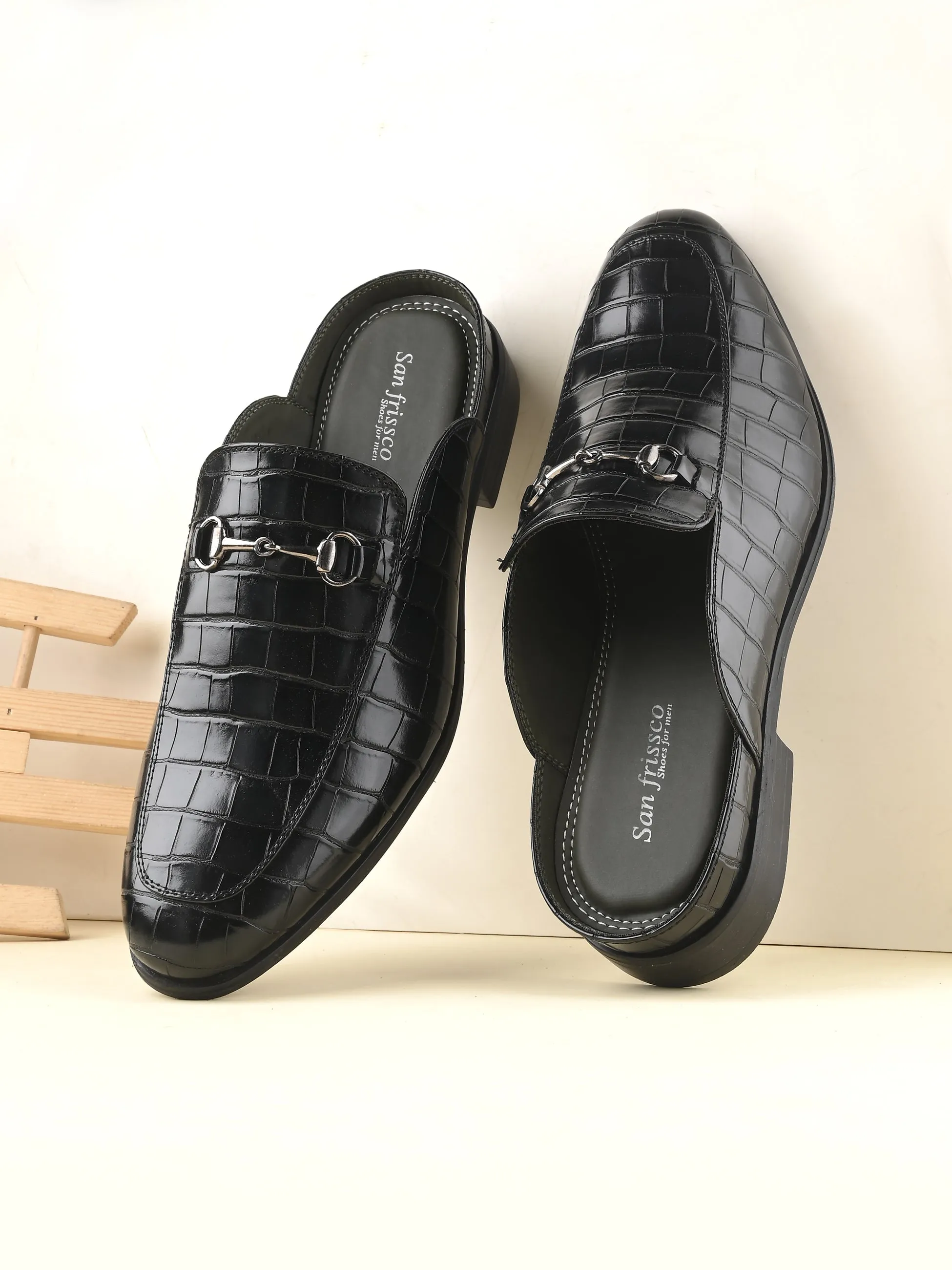 Amalfi Black Buckle Mules