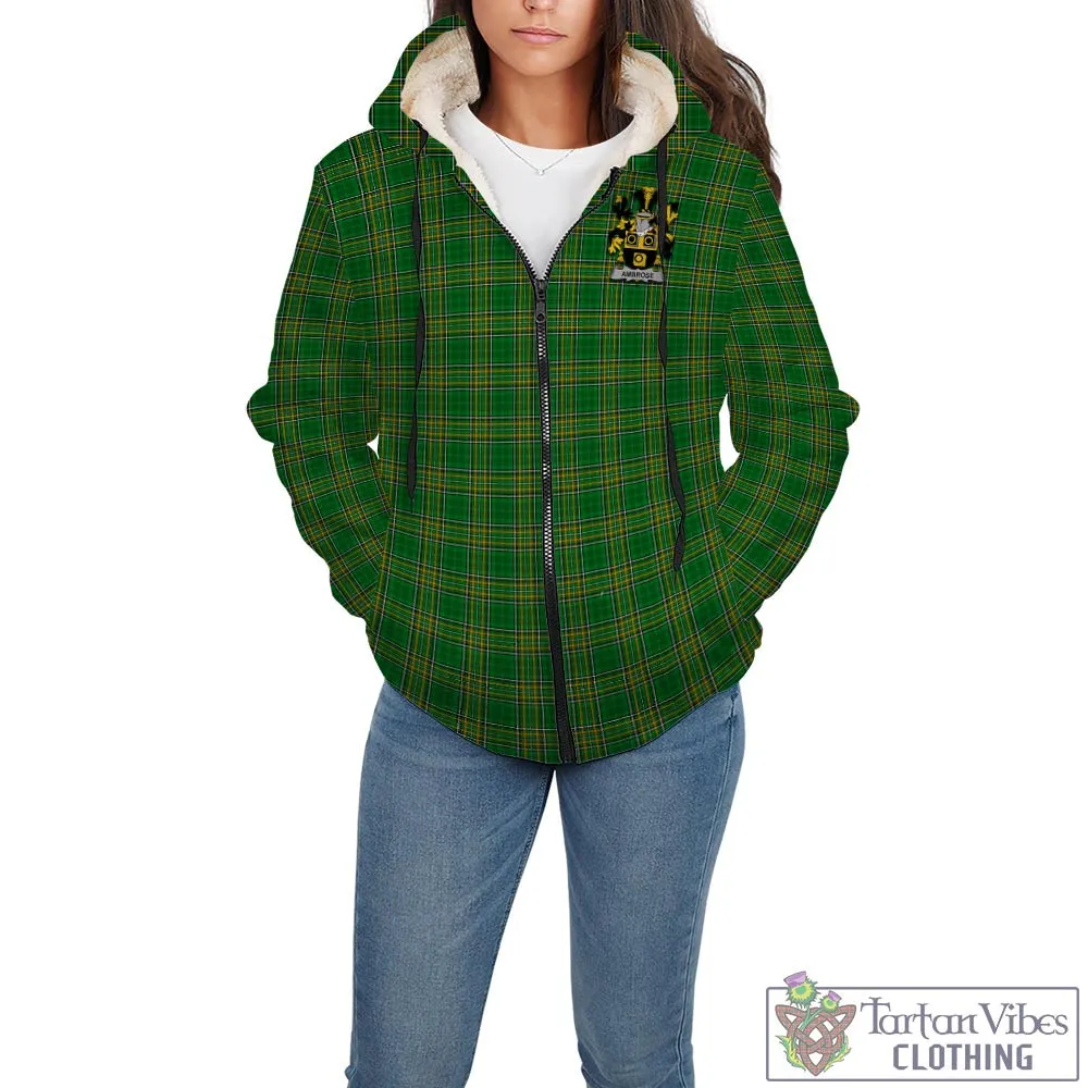 Ambrose Irish Clan Tartan Sherpa Hoodie with Coat of Arms