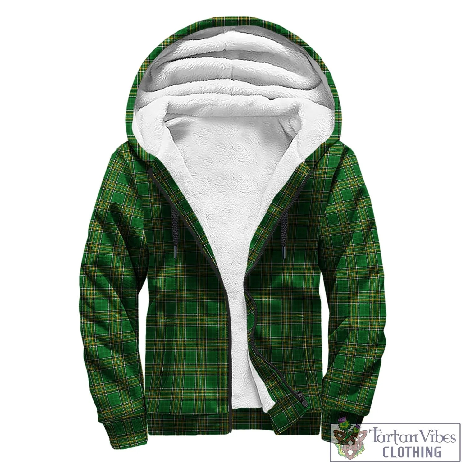 Ambrose Irish Clan Tartan Sherpa Hoodie with Coat of Arms