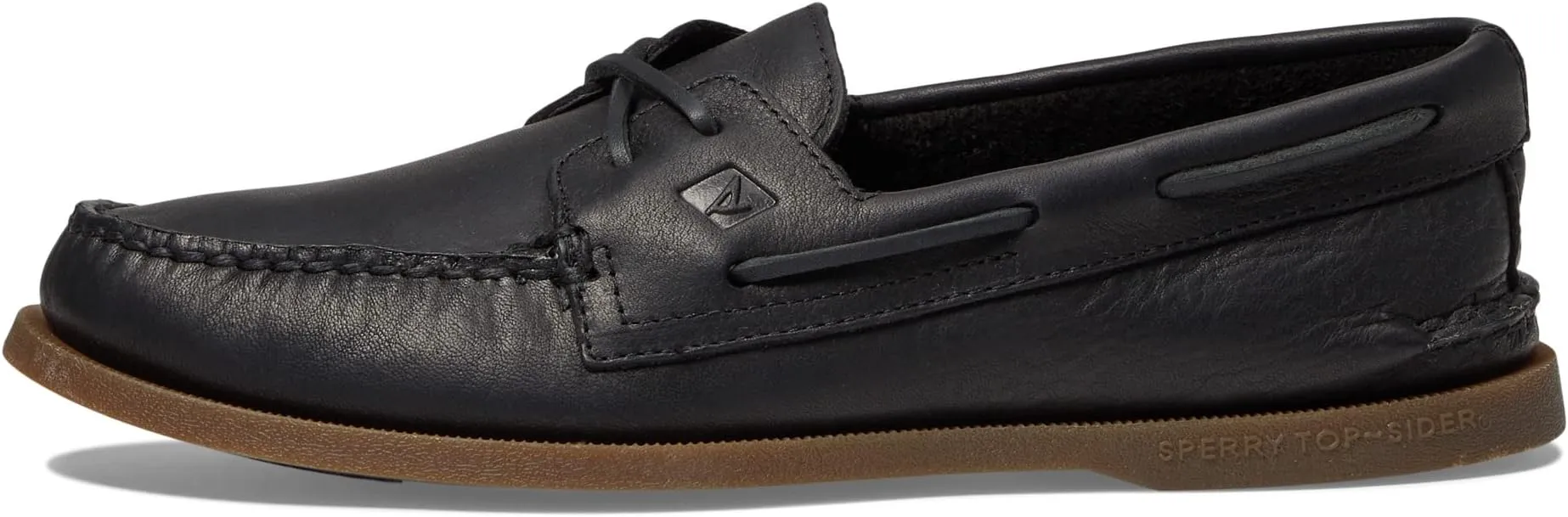 A/O 2-Eye Cross Lace Sperry Boat Shoes, black