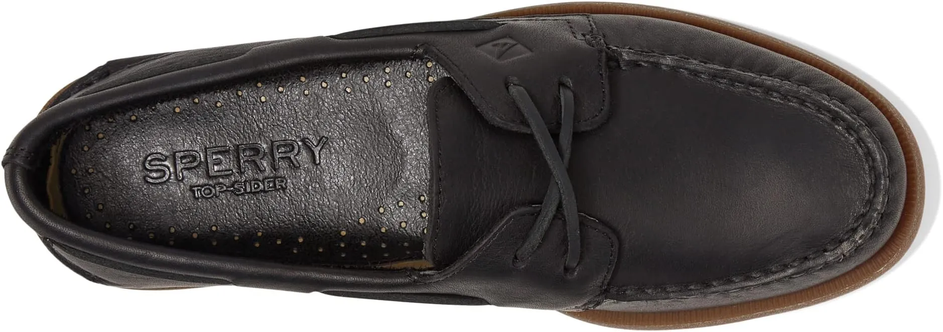 A/O 2-Eye Cross Lace Sperry Boat Shoes, black