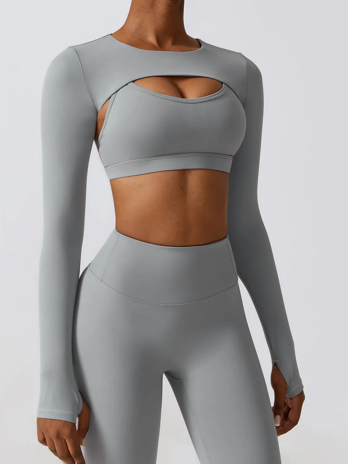 *APP EXCLUSIVE* Cropped Cutout Long Sleeve Sports Top