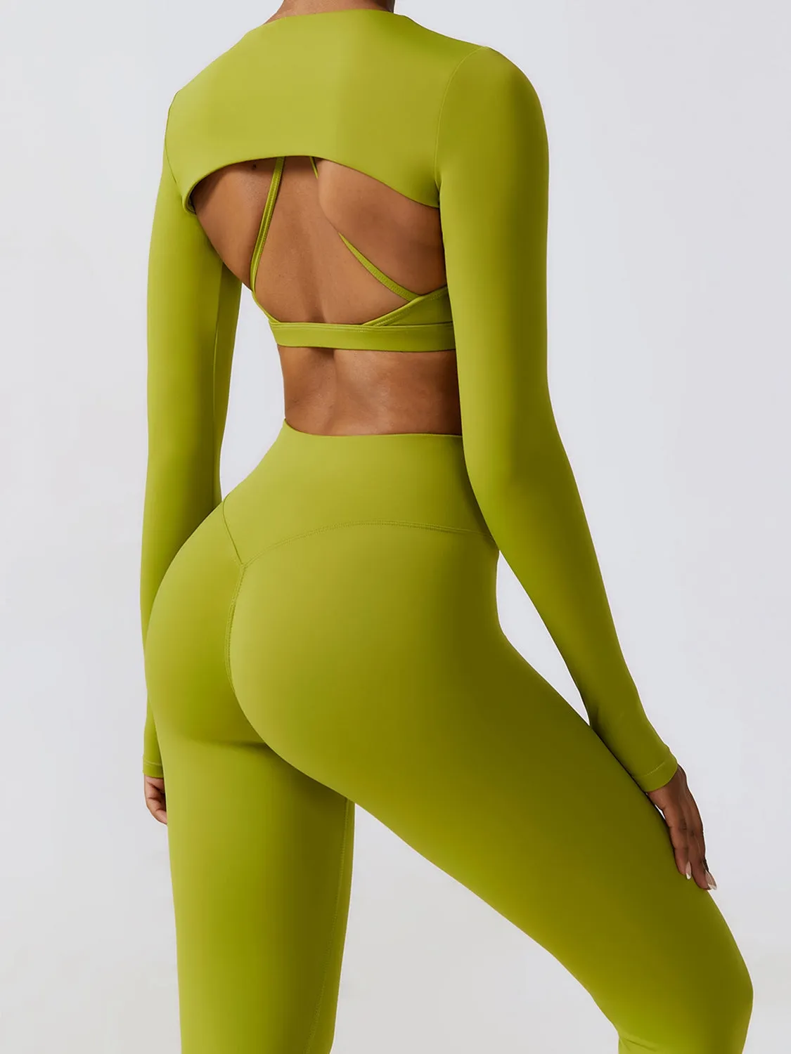 *APP EXCLUSIVE* Cropped Cutout Long Sleeve Sports Top