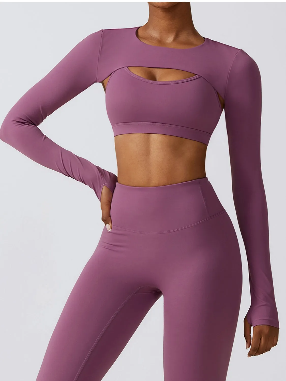 *APP EXCLUSIVE* Cropped Cutout Long Sleeve Sports Top