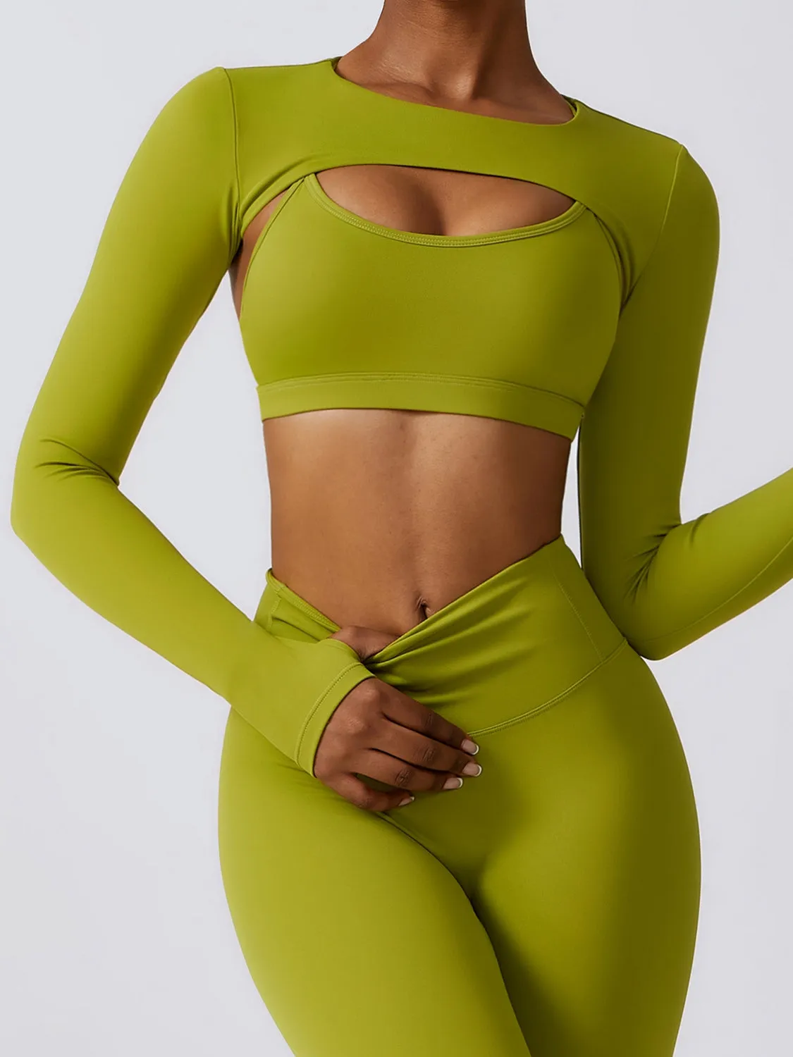 *APP EXCLUSIVE* Cropped Cutout Long Sleeve Sports Top