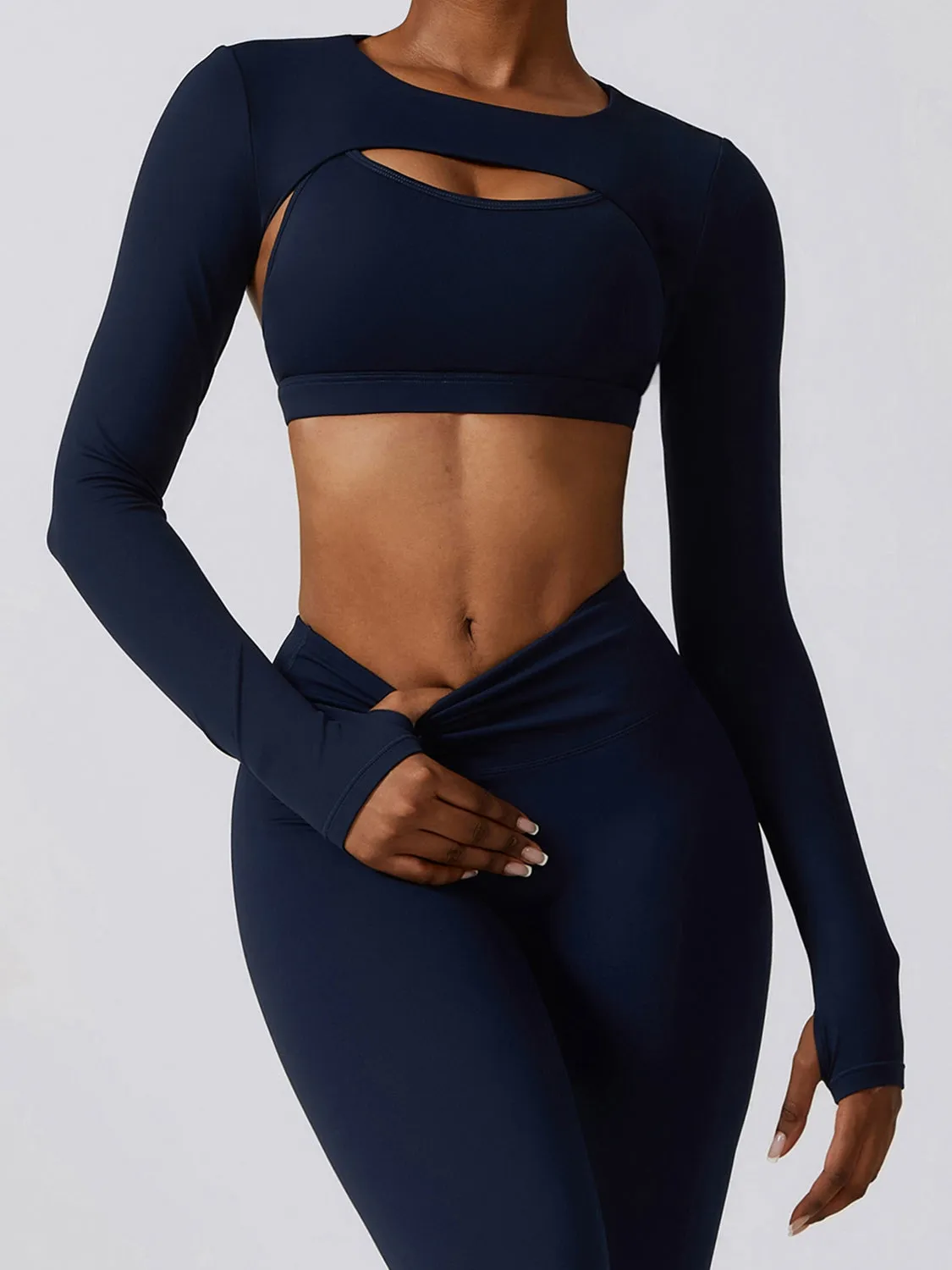 *APP EXCLUSIVE* Cropped Cutout Long Sleeve Sports Top