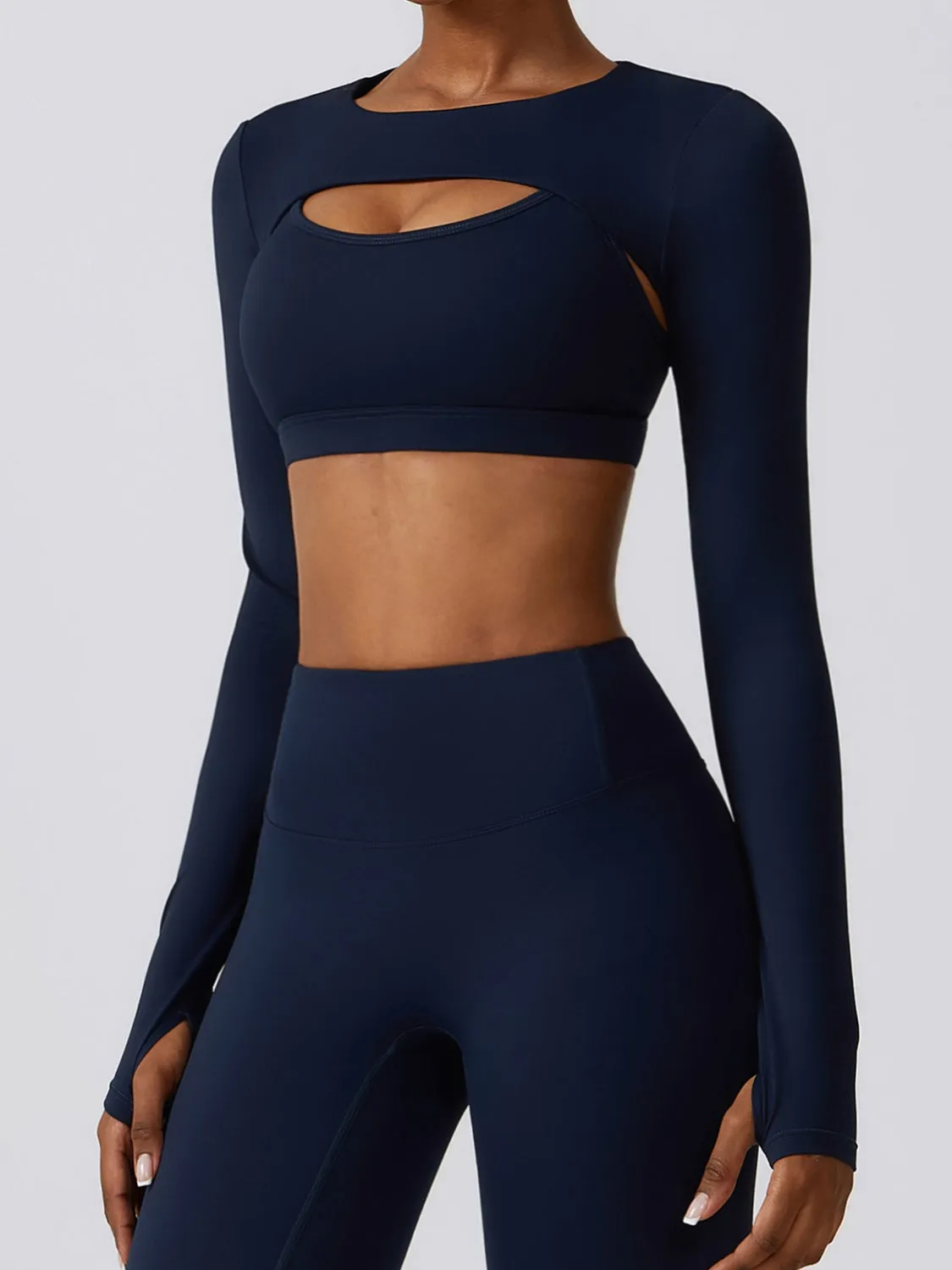 *APP EXCLUSIVE* Cropped Cutout Long Sleeve Sports Top