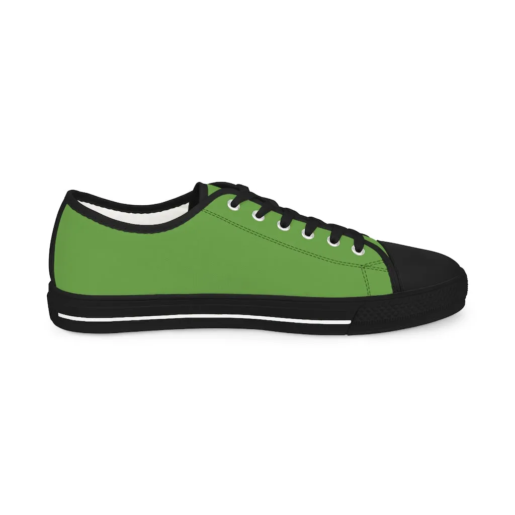 Apple Green Color Men's Sneakers, Best Solid Green Color Men's Low Top Sneakers Tennis Canvas Shoes (US Size: 5-14)