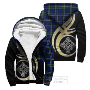 Arbuthnot Modern Tartan Sherpa Hoodie with Family Crest and Celtic Symbol Style