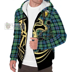 Bailey Ancient Tartan Sherpa Hoodie with Family Crest Celtic Wolf Style