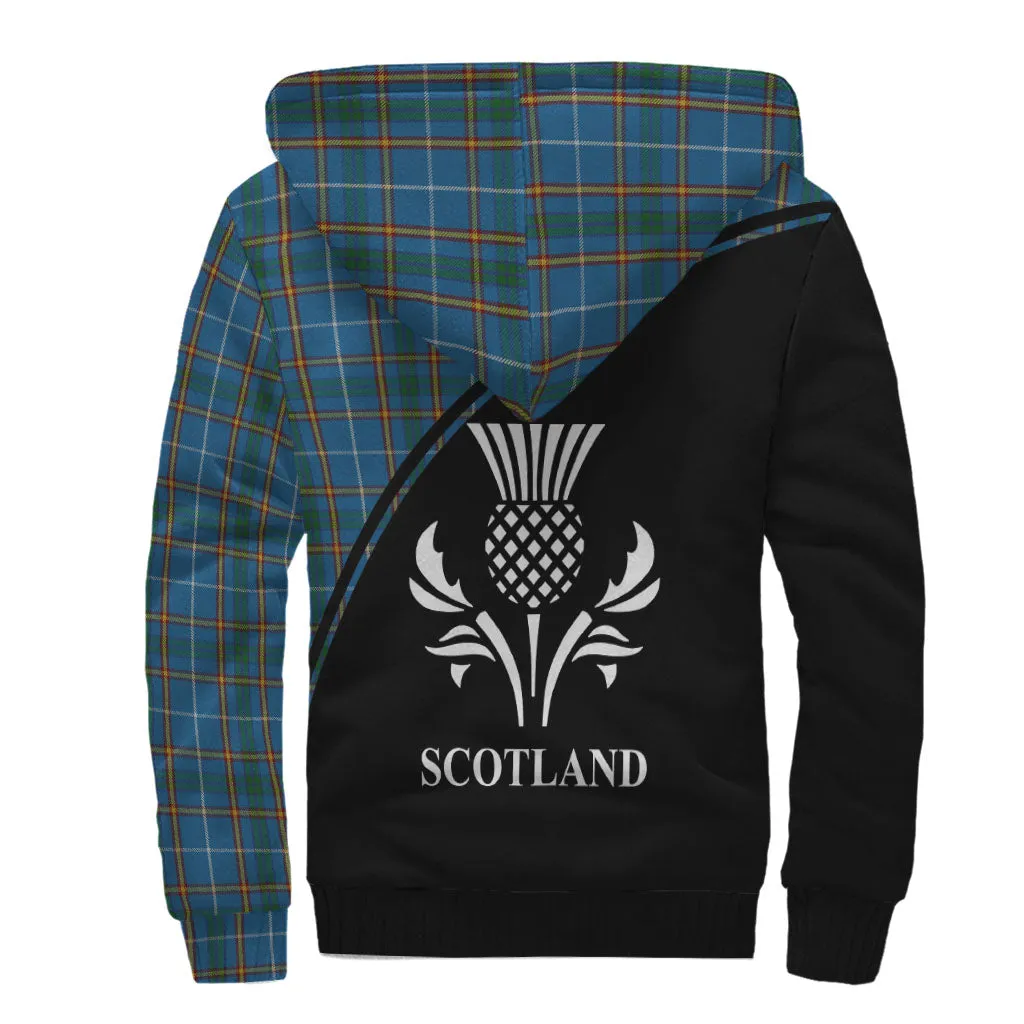 Bain Tartan Sherpa Hoodie with Family Crest Curve Style