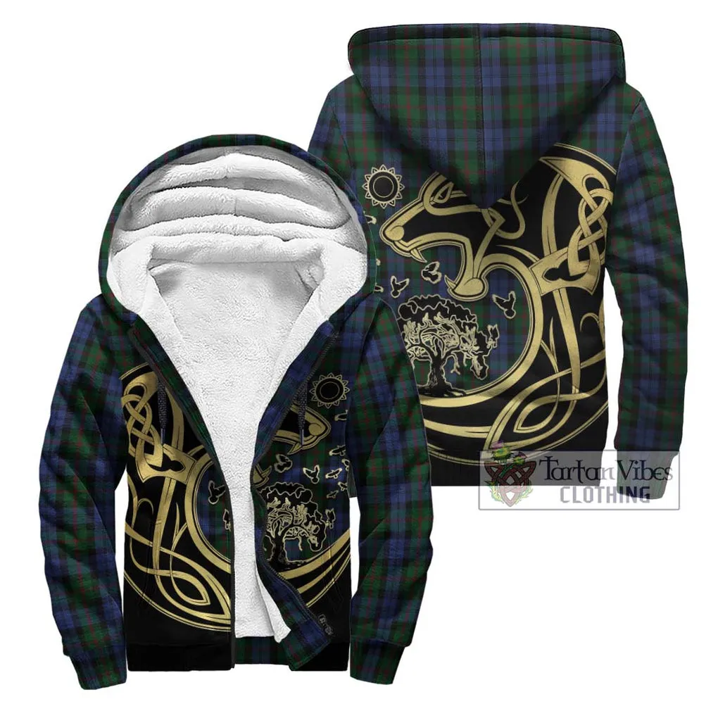 Baird Tartan Sherpa Hoodie with Family Crest Celtic Wolf Style