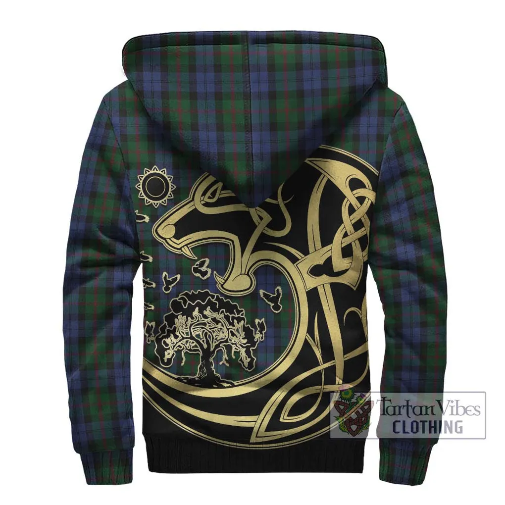 Baird Tartan Sherpa Hoodie with Family Crest Celtic Wolf Style