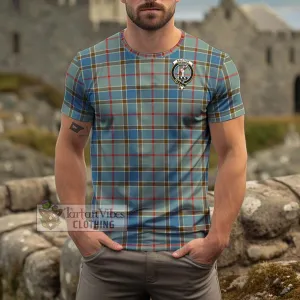 Balfour Blue Tartan Cotton T-Shirt with Family Crest