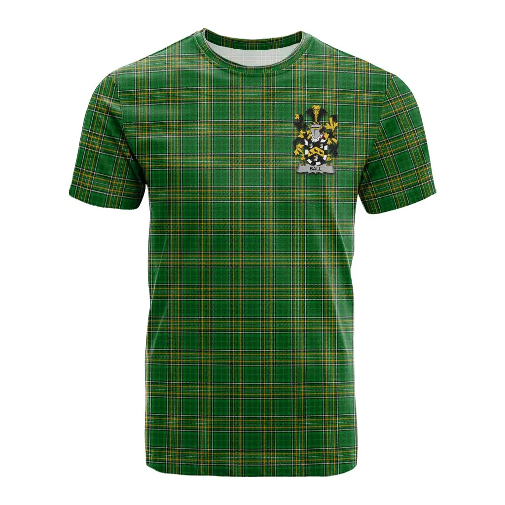 Ball Irish Clan Tartan Cotton T-shirt with Coat of Arms