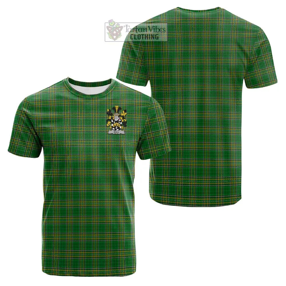 Ball Irish Clan Tartan Cotton T-shirt with Coat of Arms