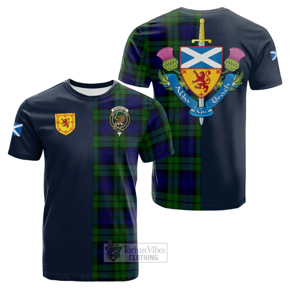 Bannatyne Tartan Cotton T-shirt Alba with Scottish Lion Royal Arm Half Style