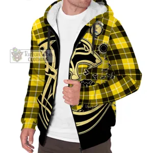 Barclay Dress Modern Tartan Sherpa Hoodie with Family Crest Celtic Wolf Style