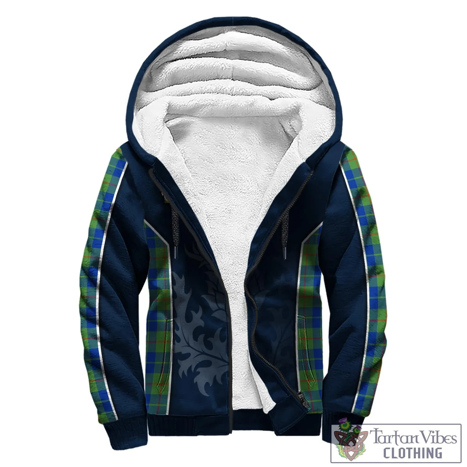 Barclay Hunting Ancient Tartan Sherpa Hoodie with Family Crest and Scottish Thistle Vibes Sport Style