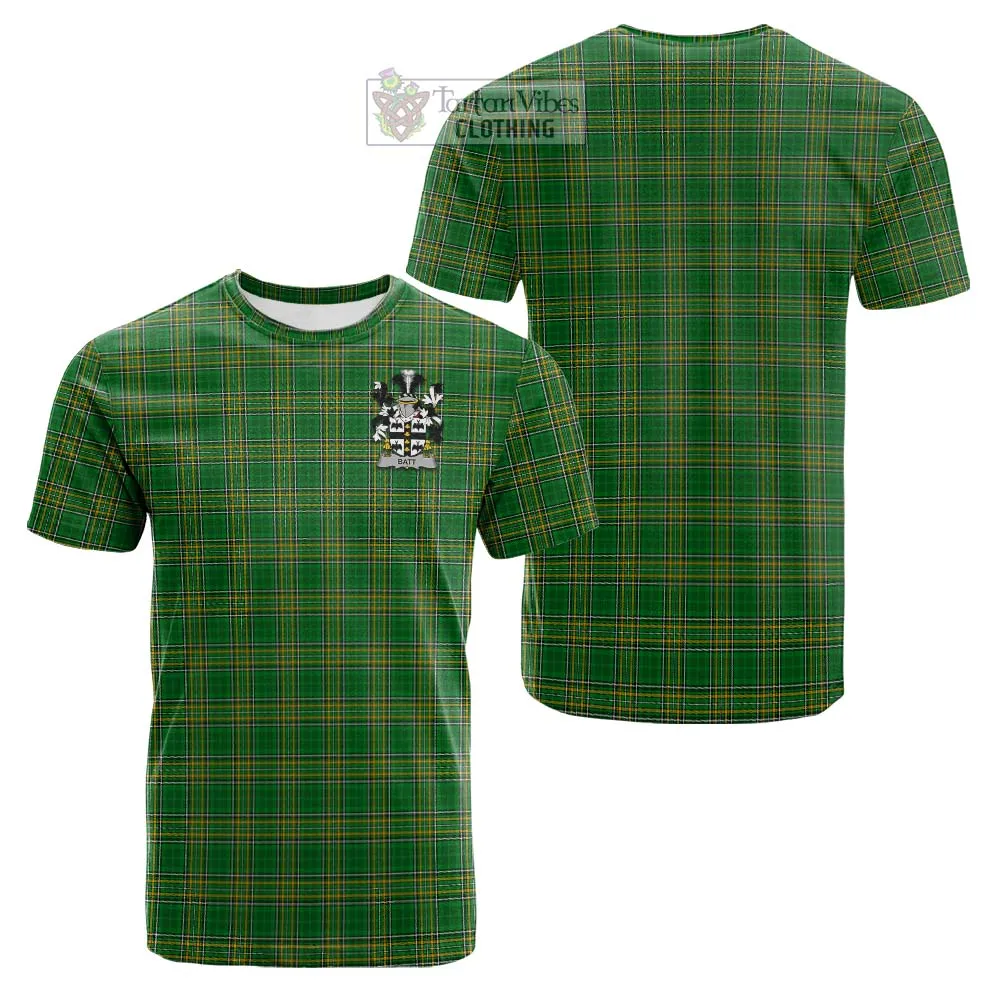 Batt Irish Clan Tartan Cotton T-shirt with Coat of Arms